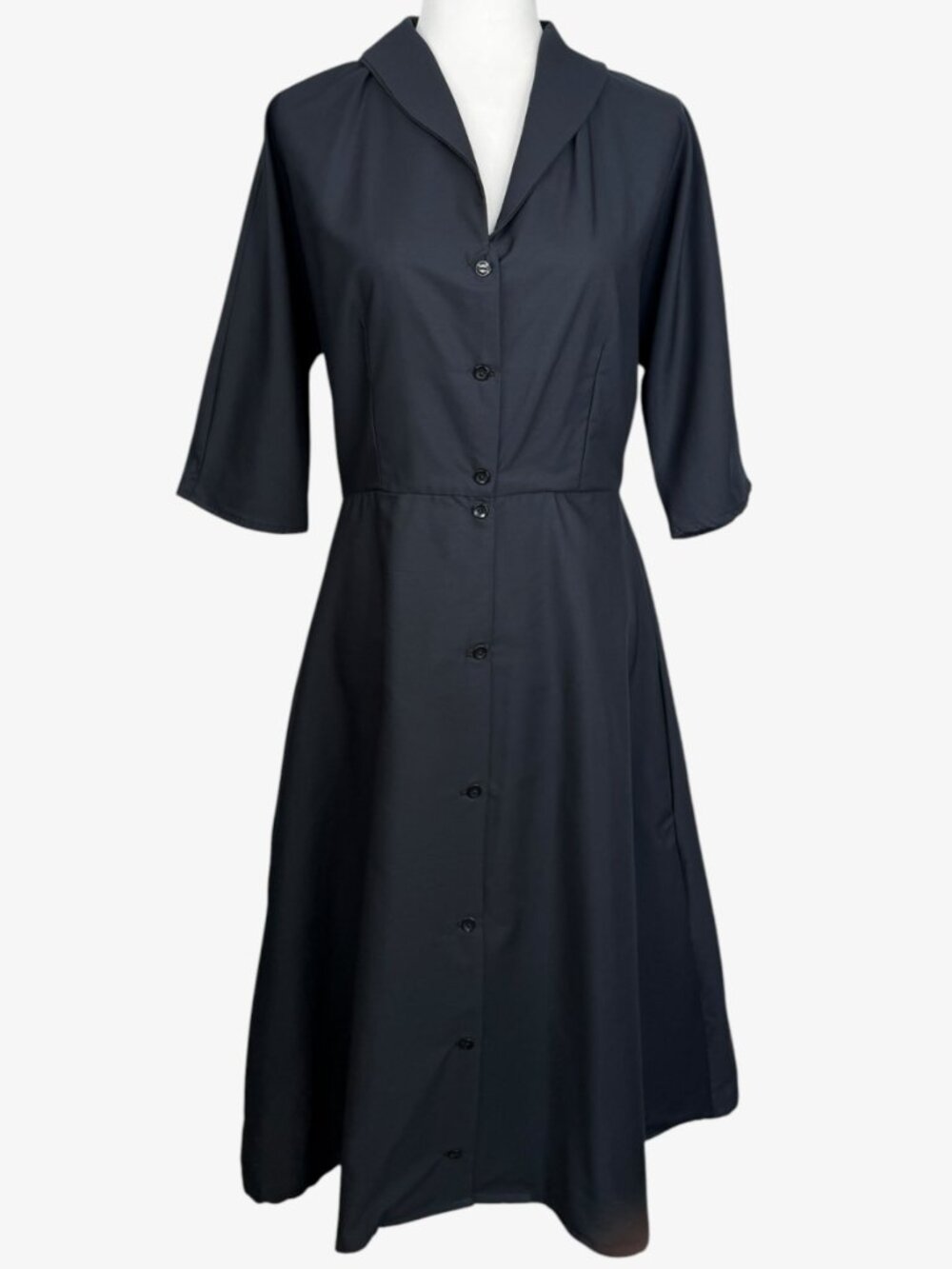 LILIKOI Button Front Organic Cotton Midi Brenna Shirt Dress - Black - XL